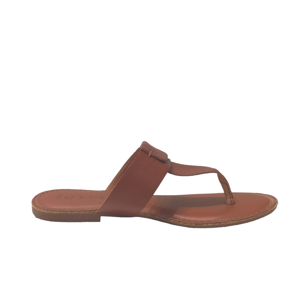Korks womens Dawns slip on slide brown flat thong casual slipper sandal size 7M